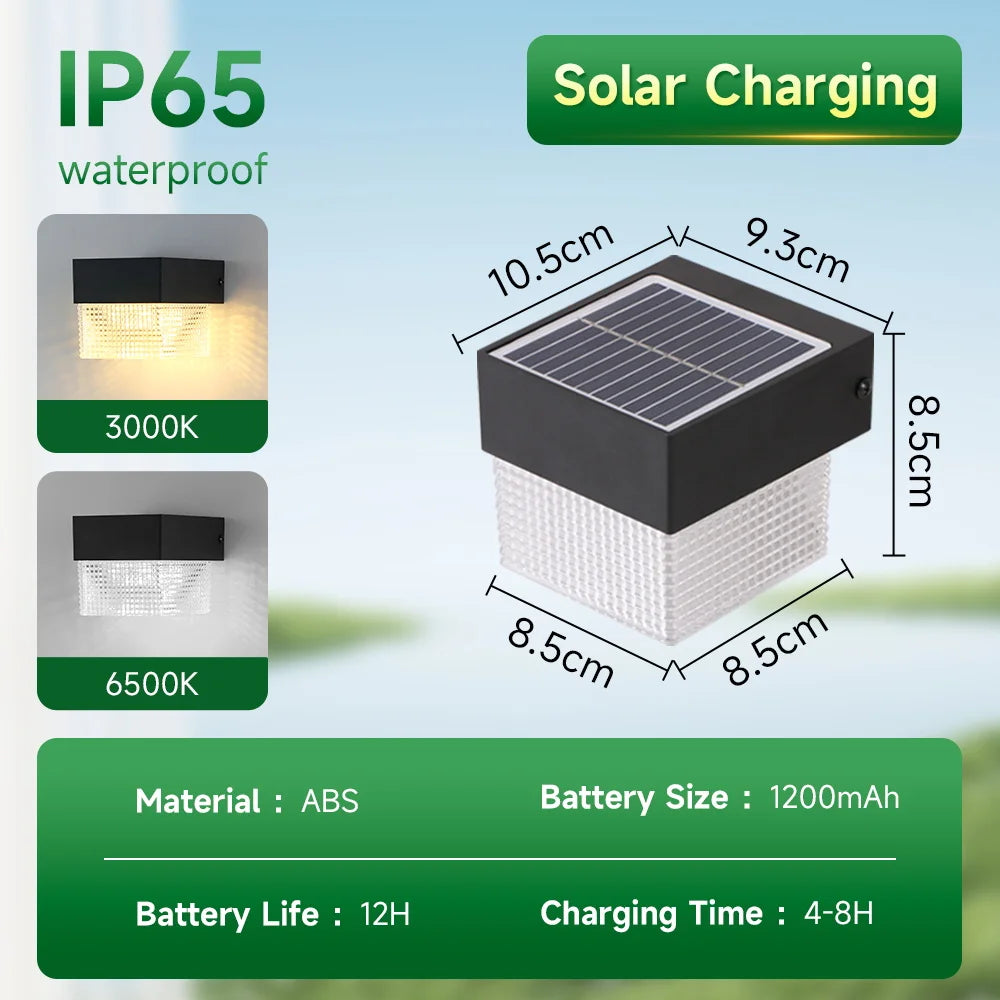 Luminária de Parede Solar ao Ar Livre Luz Quente à Prova d'Água Iluminação para Cima e para Baixo