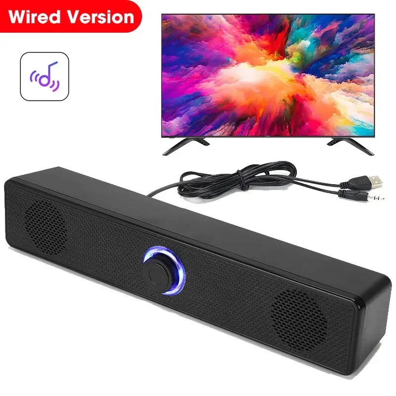 Sistema de Som para Home Theater com Caixa de Som Surround 4D Bluetooth, Soundbar para Computador e TV, Subwoofer com Fio, Estéreo com Graves Potentes