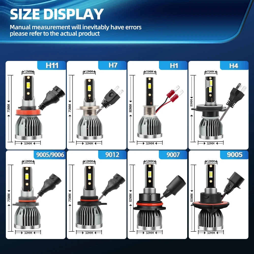 Farol LED H4 Combo de Feixe Alto e Baixo Super Brilhante 6500K Super Branco 3570 Chips CSP Lâmpadas com Driver Interno