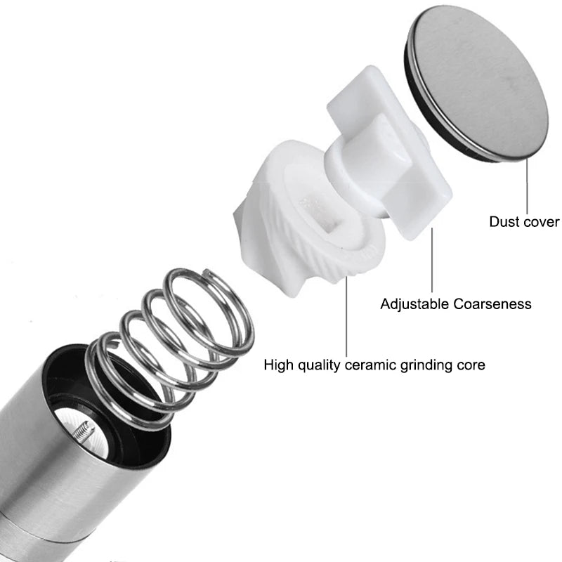 Moedor de Sal e Pimenta 2 em 1 Manual em Aço Inoxidável com Moinho de Cerâmica Ajustável