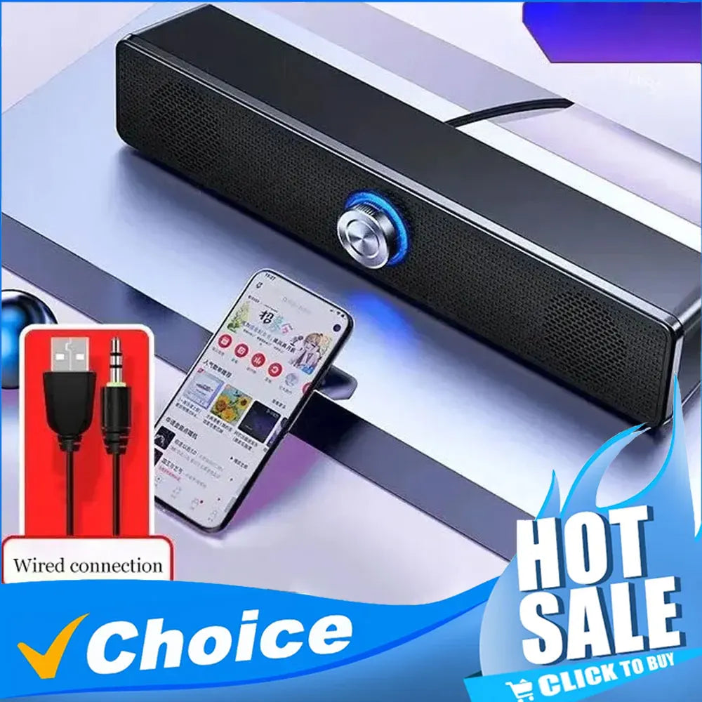 Sistema de Som para Home Theater com Caixa de Som Surround 4D Bluetooth, Soundbar para Computador e TV, Subwoofer com Fio, Estéreo com Graves Potentes